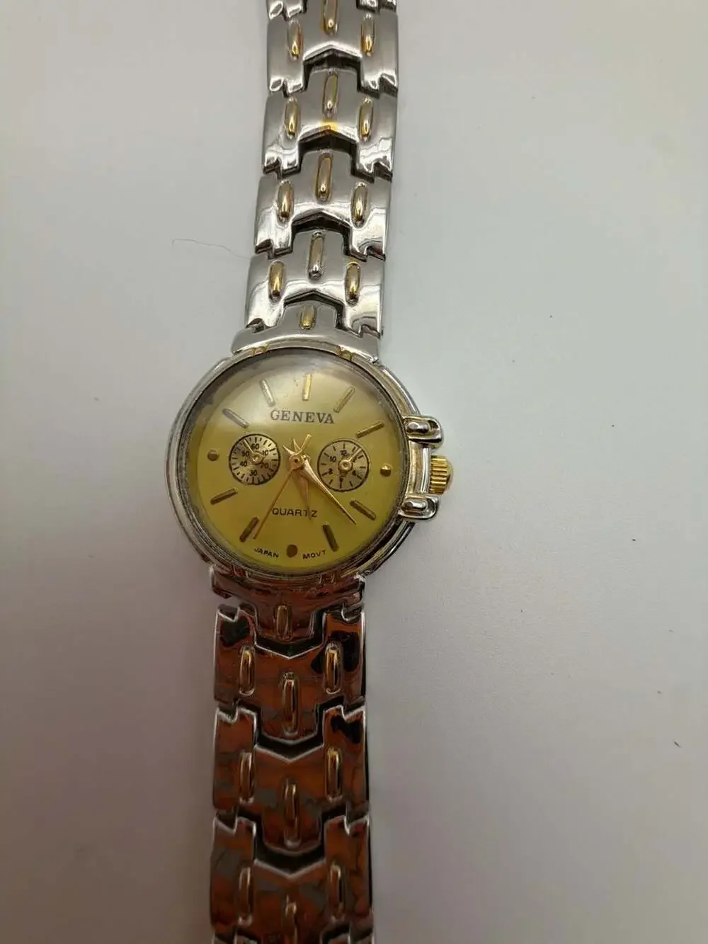 Geneva Two-Tone Quartz Women's Bracelet Watch with Gold Dial
